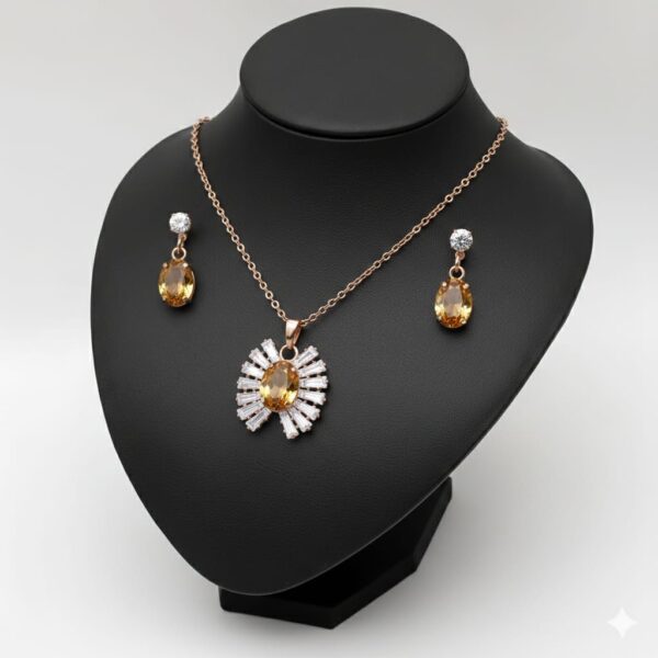 Elegant Citrine Sunburst Pendant Necklace