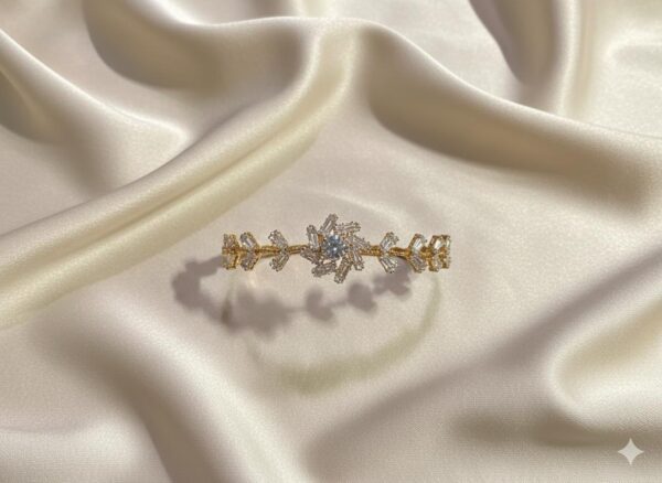 Gold Floral Baguette Diamond Bracelet