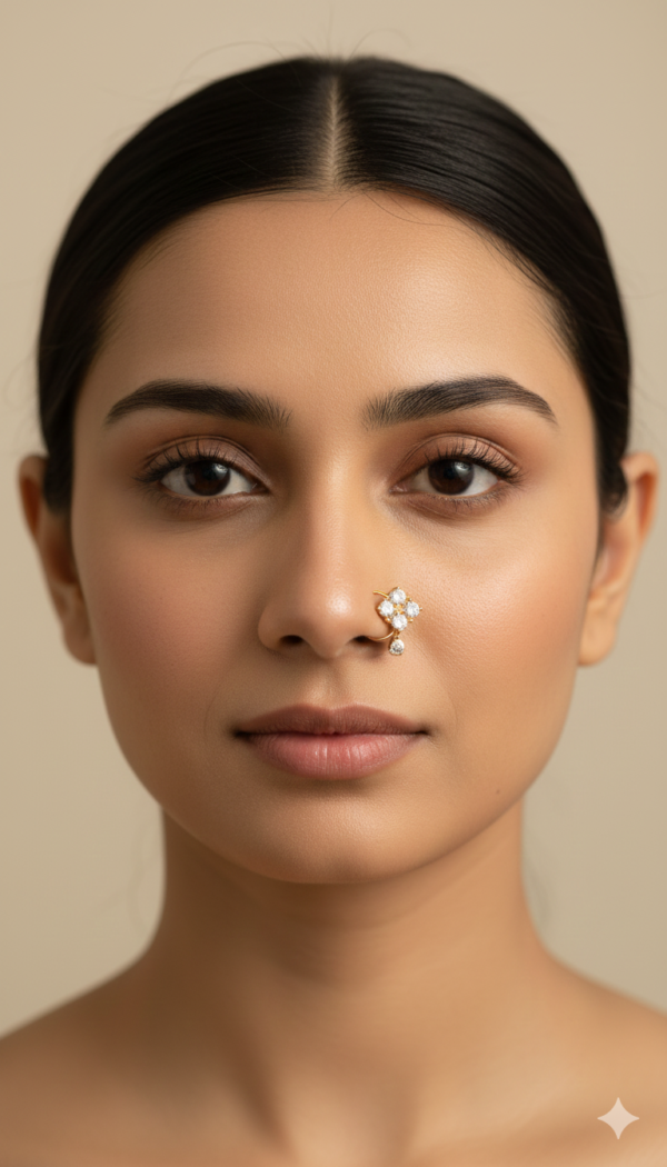 Elegant Diamond Floral Nose Pin