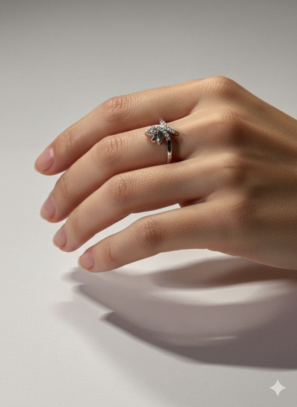 Silver Floral Whispers Diamond Ring