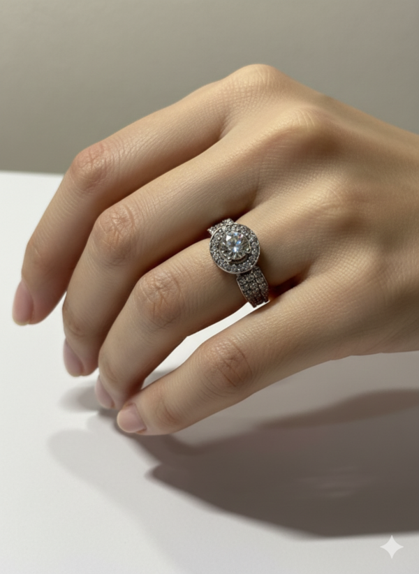 Elegant Diamond Halo Statement Ring