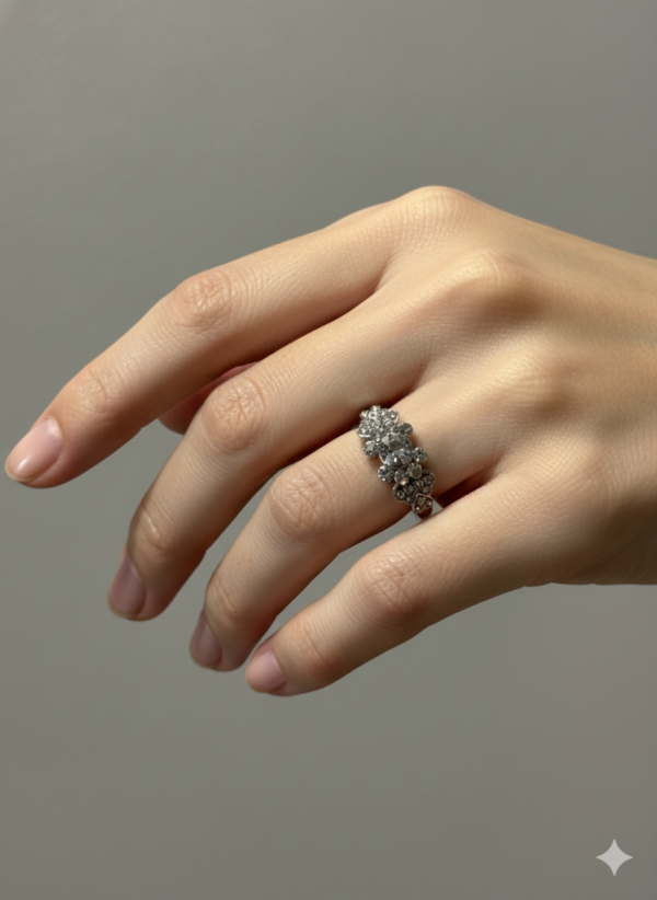 Vintage-Inspired Diamond Floral Cluster Ring