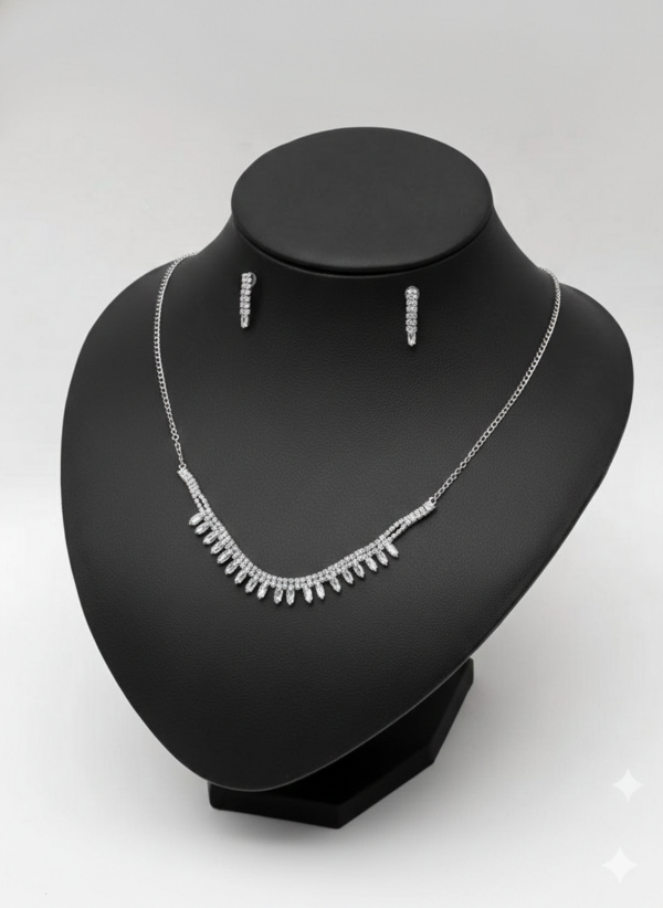Radiant Emerald-Cut Diamond Fringe Choker Necklace & Earring