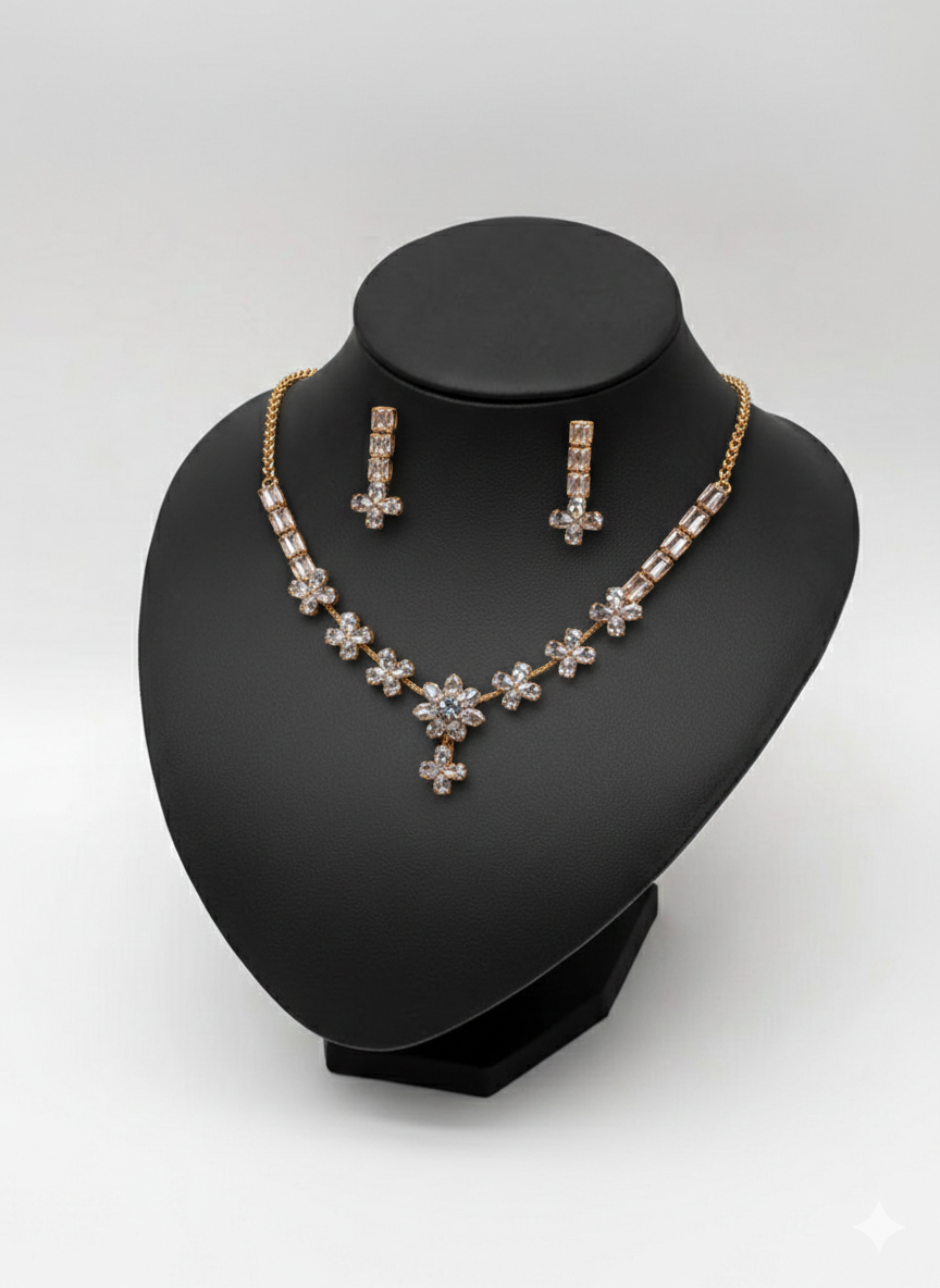 Bridal Necklace and Drop Earring Jewelry Suite