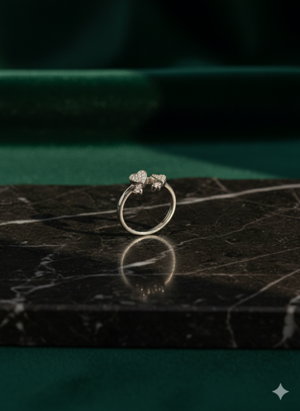 Twin Heart Diamond Sparkle Ring