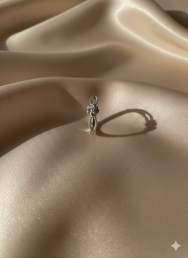 Silver Infinity Knot Diamond Ring
