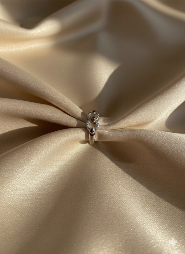 Silver Infinity Black Diamond Ring