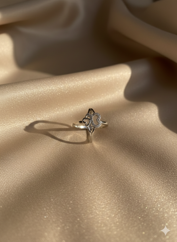 Elegant Double Heart Diamond Ring