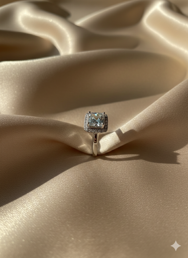 Vintage Halo Square Diamond Ring