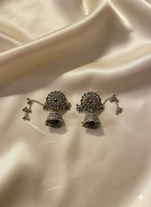 Antique Oxidized Silver Jhumka Earrings
