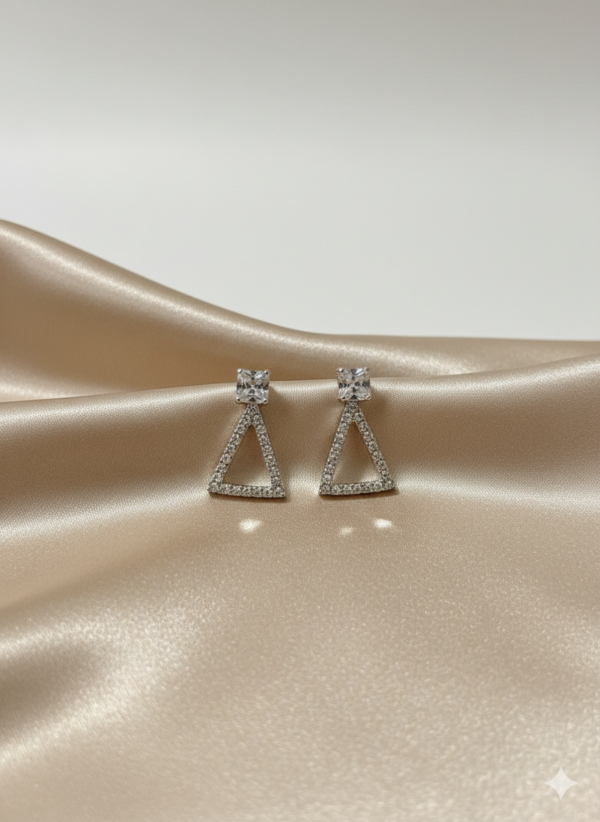 Sparkling Crystal Geometric Triangle Earrings