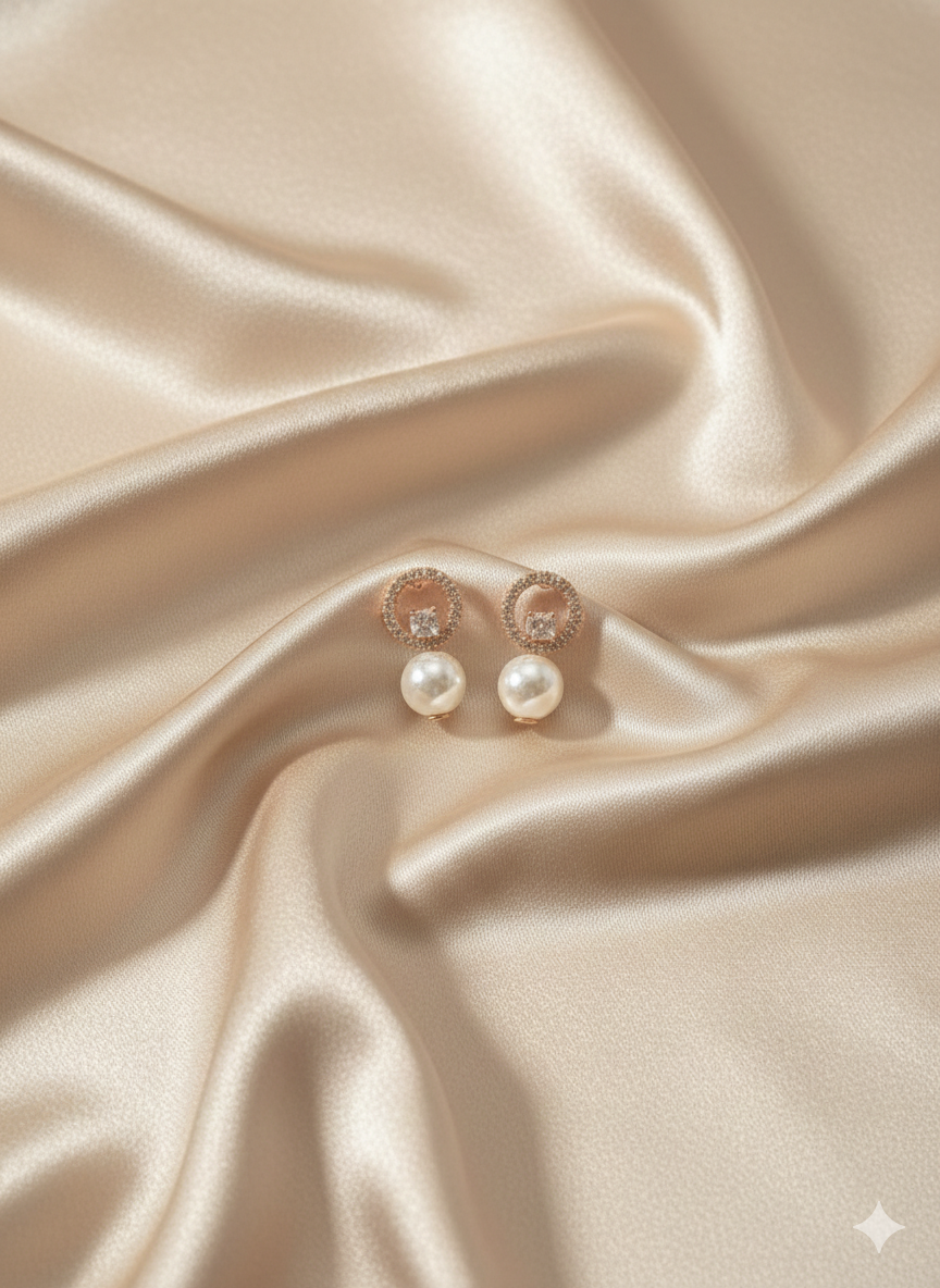 Elegant Diamond Pearl Halo Earrings