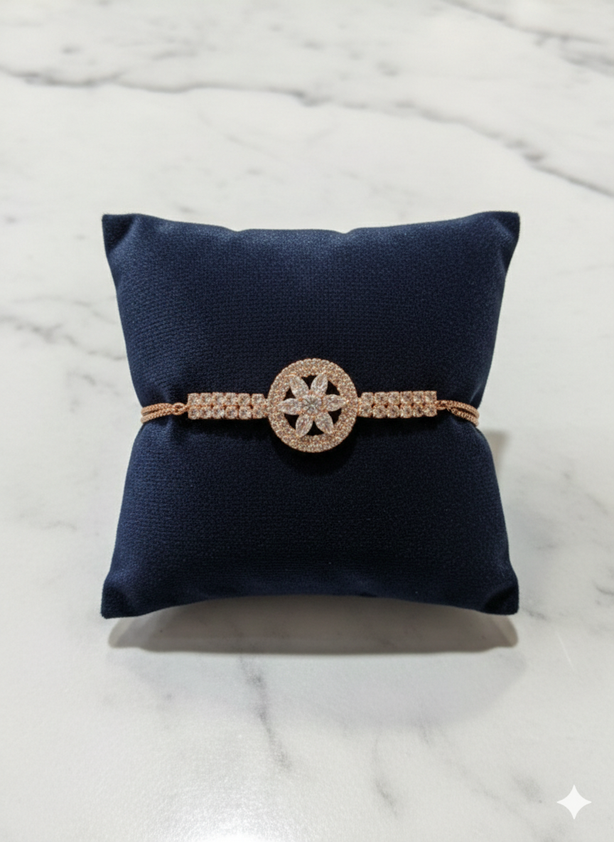 Elegant Rose Gold Floral Bracelet