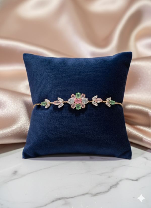 Floral Gemstone Adjustable Delicate Bracelet