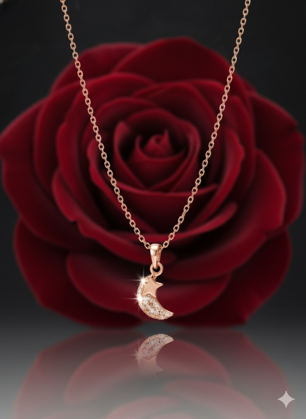 Rose Gold Celestial Moon Pendant