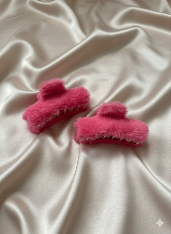 Vibrant Pink Faux Fur Claw Clip